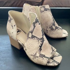 Fergalicious snakeskin booties